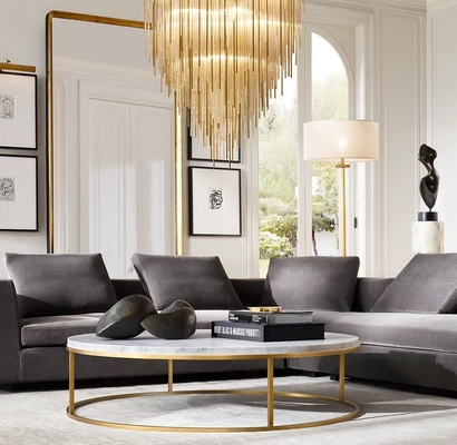 Stainless Steel And Sintered Stone Coffee Table Furniture For Modern Living Room