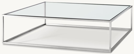 Customizable Modern Coffee Table Furniture With Stainless Steel And Glass Top