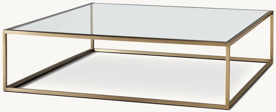 Customizable Modern Coffee Table Furniture With Stainless Steel And Glass Top