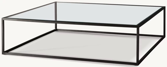 Customizable Modern Coffee Table Furniture With Stainless Steel And Glass Top