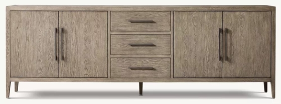 Medieval Style Walnut Console Table Roller Shutter Door Cabinet