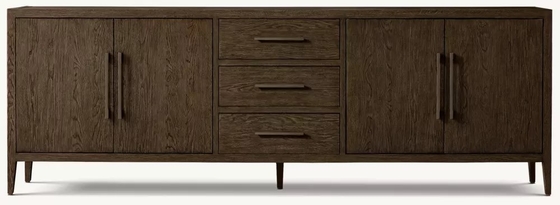 Medieval Style Walnut Console Table Roller Shutter Door Cabinet