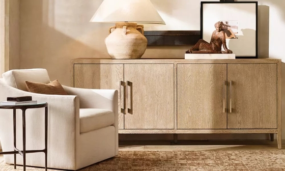 Modern Bedroom Console Table Furniture With Walnut Finish And Roller Shutter Door Cabinet