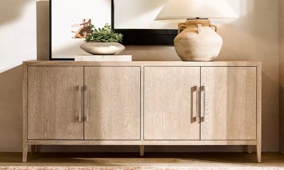 Modern Bedroom Console Table Furniture With Walnut Finish And Roller Shutter Door Cabinet