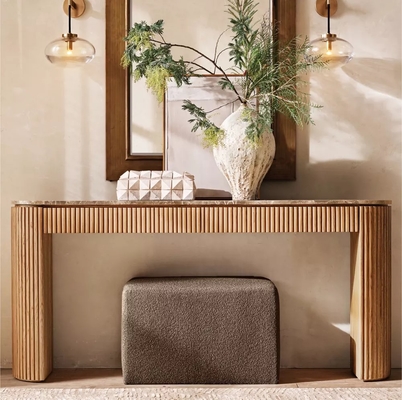 Modern Bedroom Walnut Console Table With Roller Shutter Door Cabinet