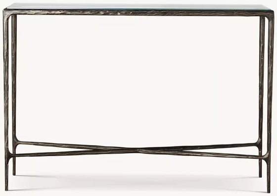 Bedroom Functional Console Table Furniture With Stainless Steel And Glass Top