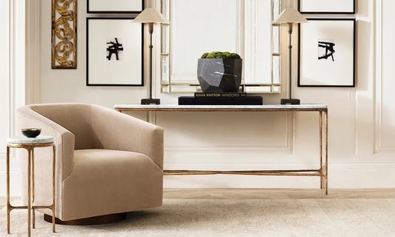 Bedroom Functional Console Table Furniture With Stainless Steel And Glass Top