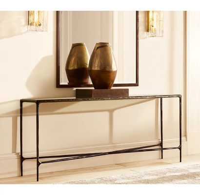 Bedroom Functional Console Table Furniture With Stainless Steel And Glass Top