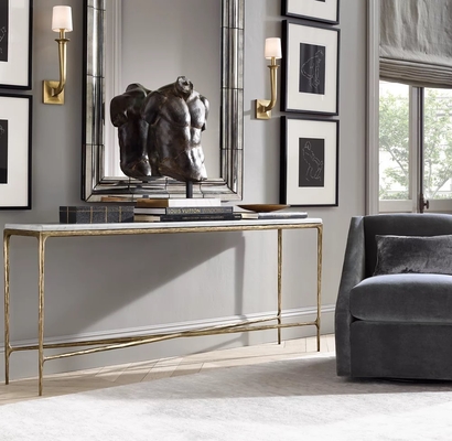 Bedroom Functional Console Table Furniture With Stainless Steel And Glass Top