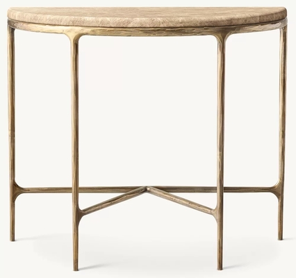 Bedroom Modern Console Table With Stainless Steel And Sintered Stone / Wood Top